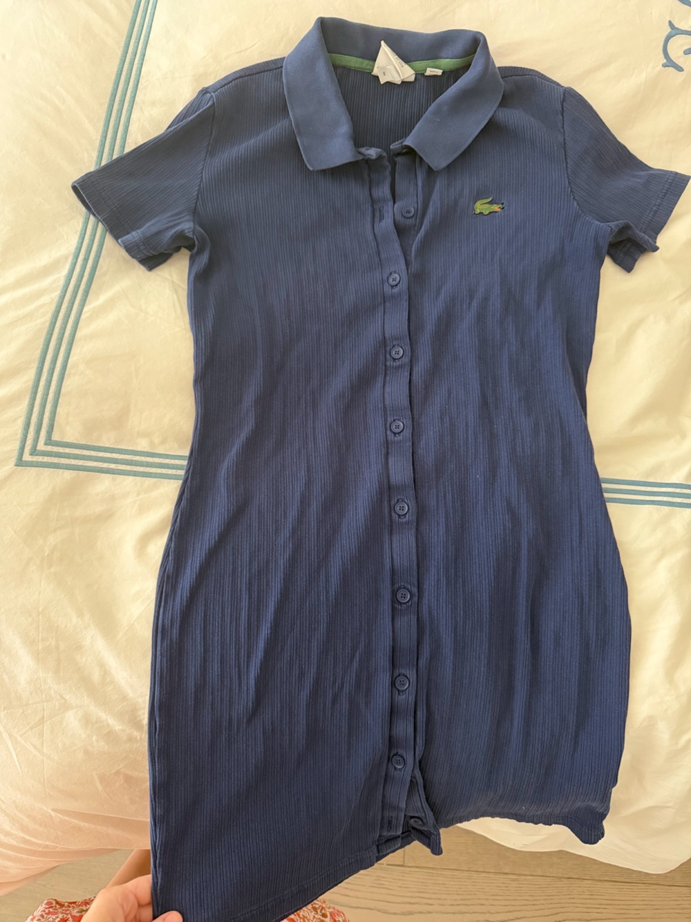 Lacoste Blue Collared Button-Front Midi Dress